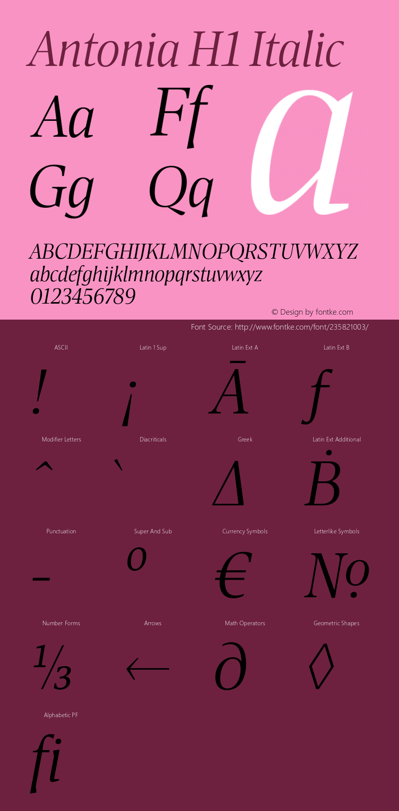 Antonia H1 Italic Version 1.007图片样张