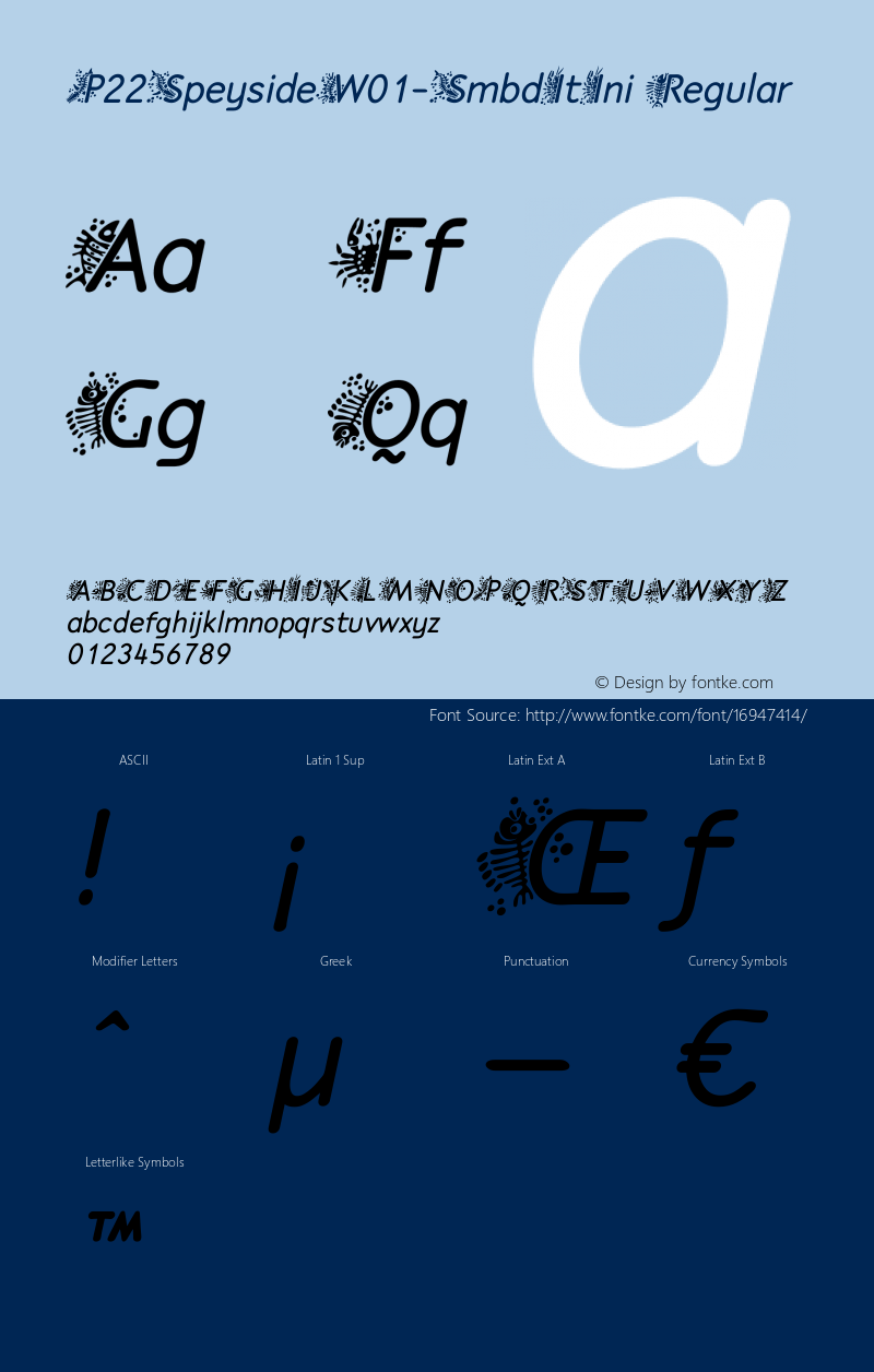 P22SpeysideW01-SmbdItIni Regular Version 1.00图片样张