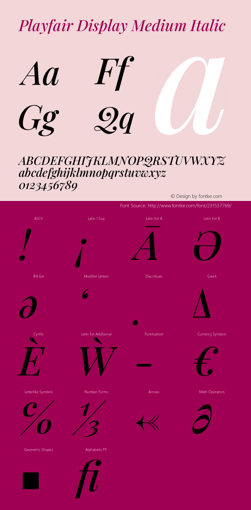 Playfair Display Medium Italic Version 1.203图片样张