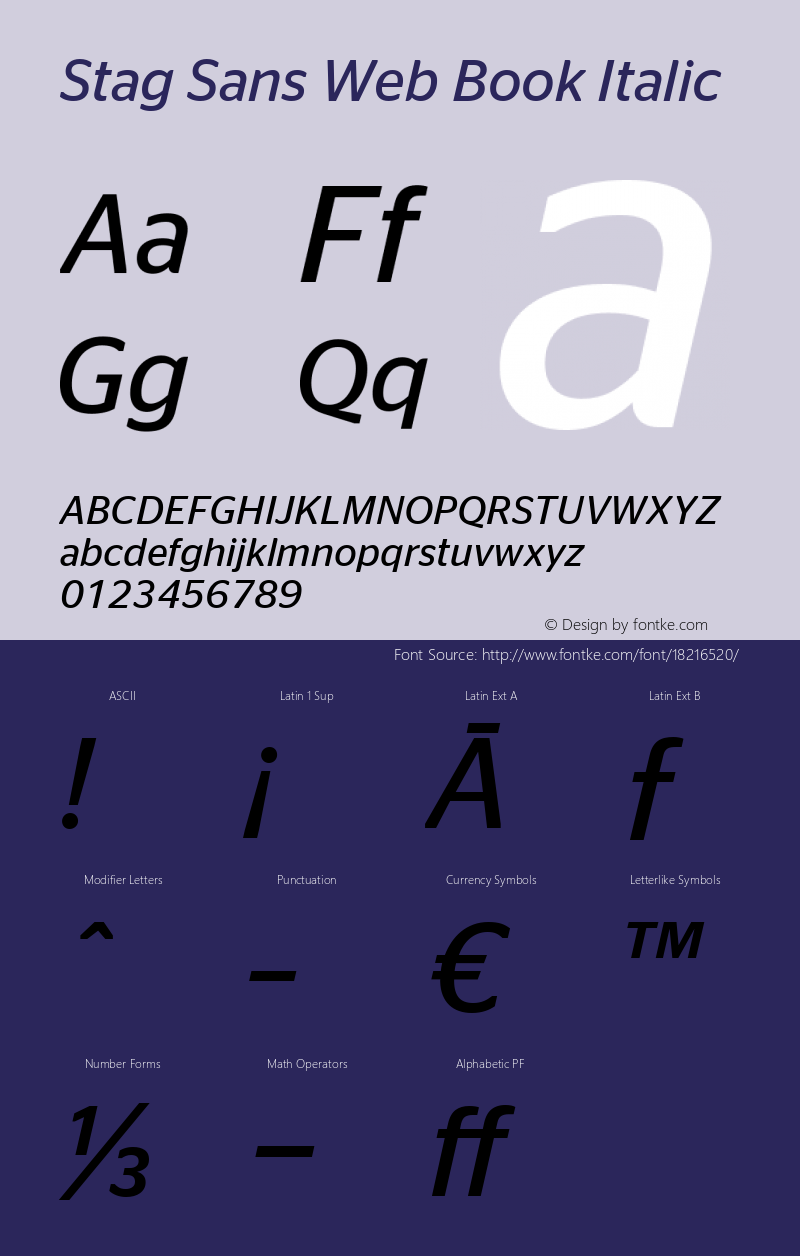 Stag Sans Web Book Italic Version 1.1 2007图片样张