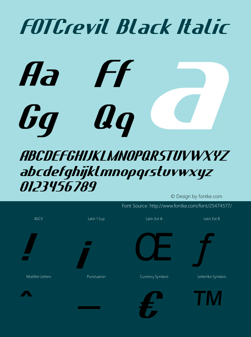 FOTCrevilBlack-Italic Version 1.000图片样张