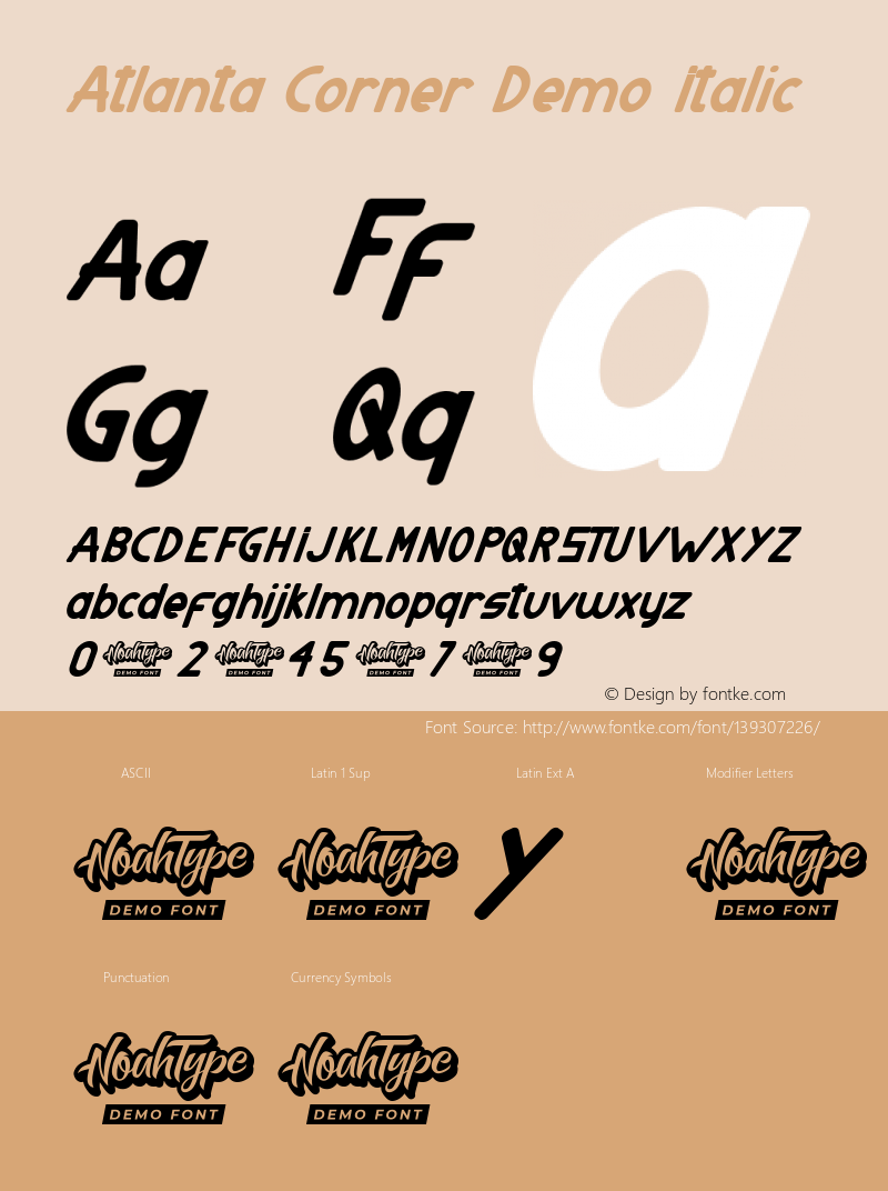 Atlanta Corner Demo Italic Version 1.002;Fontself Maker 3.5.4图片样张