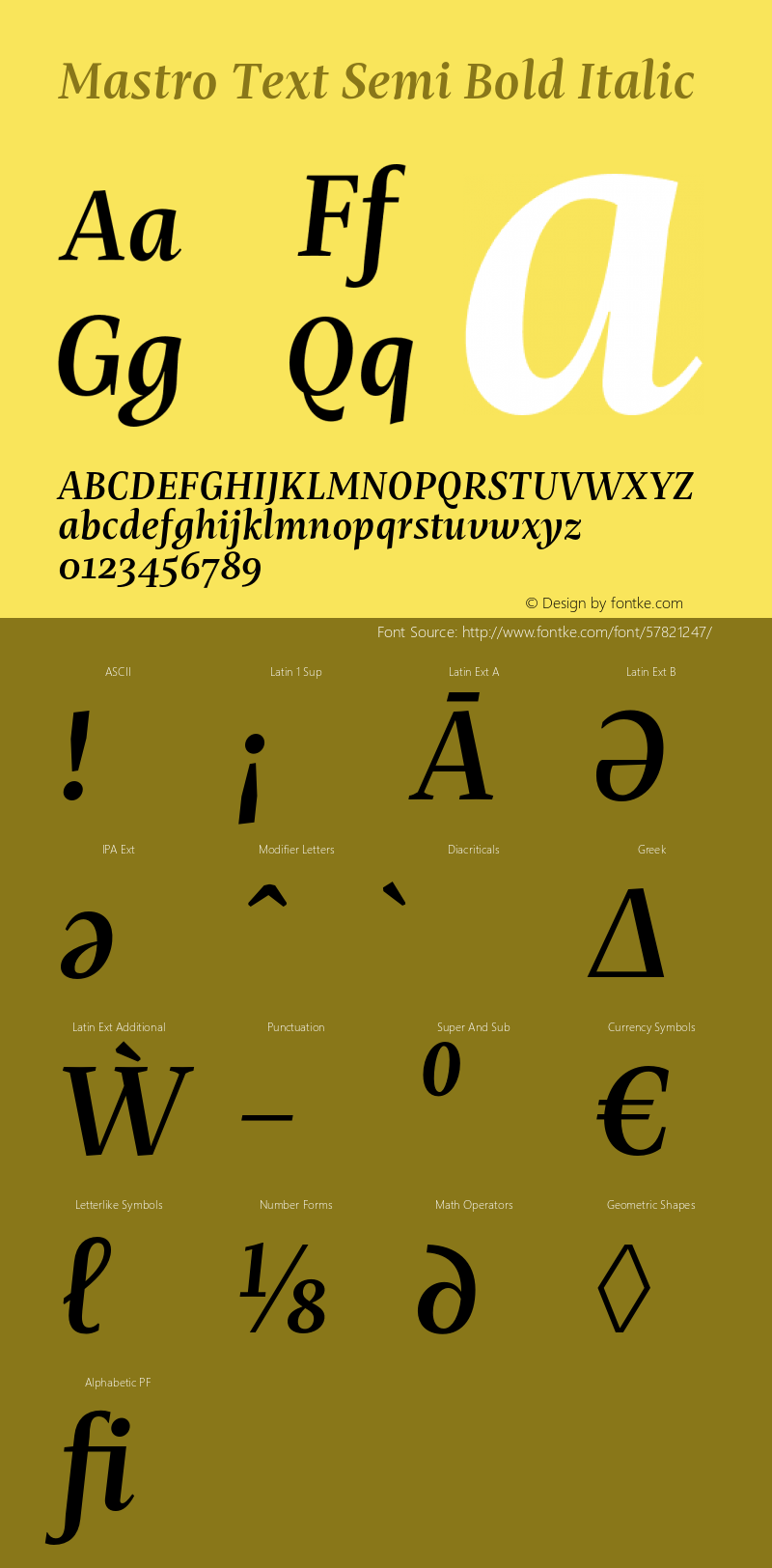 Mastro Text Semi Bold Italic Version 1.000;hotconv 1.0.109;makeotfexe 2.5.65596图片样张