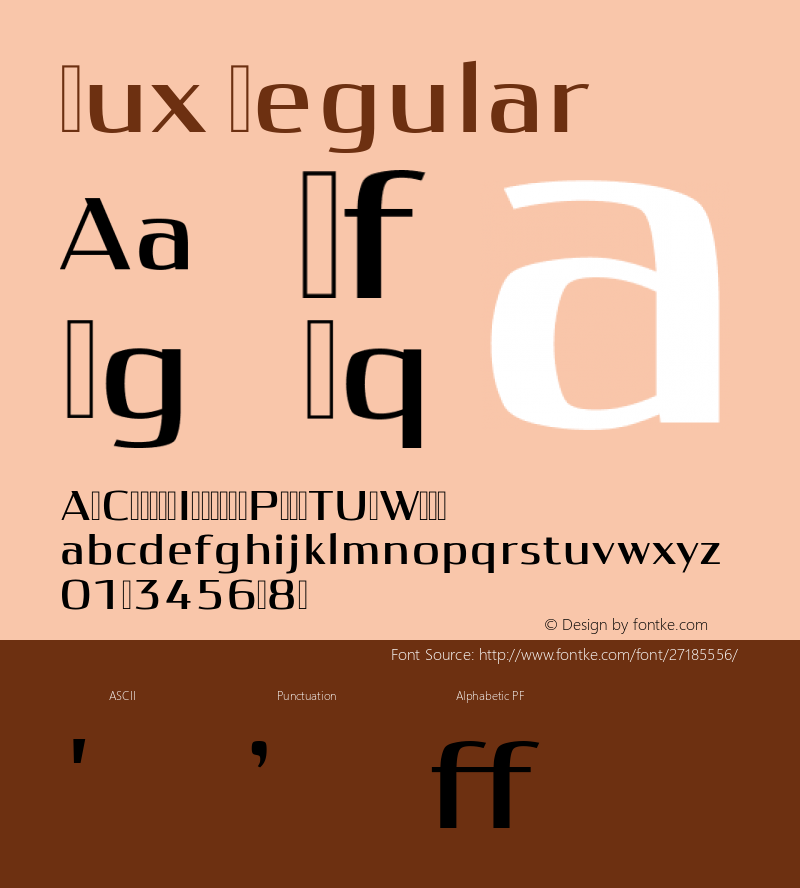 Lux Version 1.00;August 10, 2018;FontCreator 11.5.0.2427 64-bit图片样张