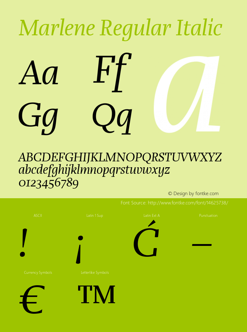 Marlene Regular Italic Version 1.0图片样张