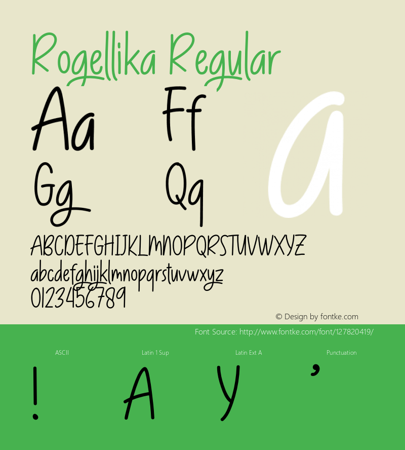 Rogellika Version 1.002;Fontself Maker 3.5.4图片样张