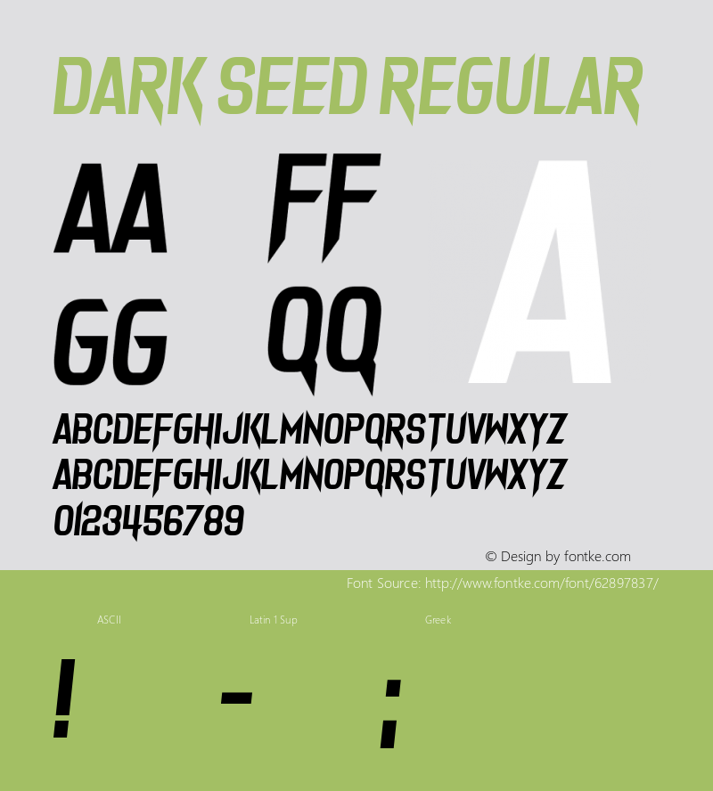 Dark Seed Version 1.00;May 6, 2020;FontCreator 11.5.0.2430 64-bit图片样张