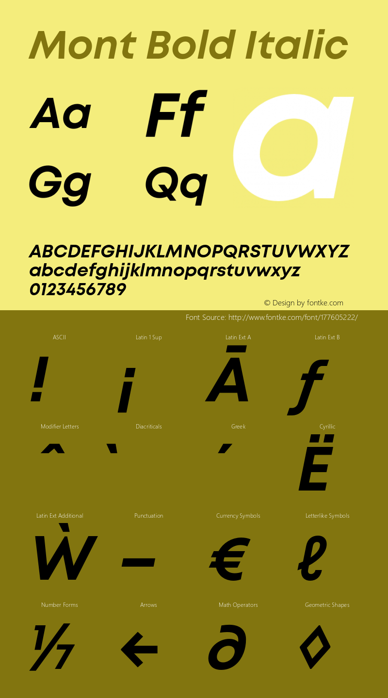 Mont Bold Italic Version 1.003;PS 001.003;hotconv 1.0.88;makeotf.lib2.5.64775图片样张