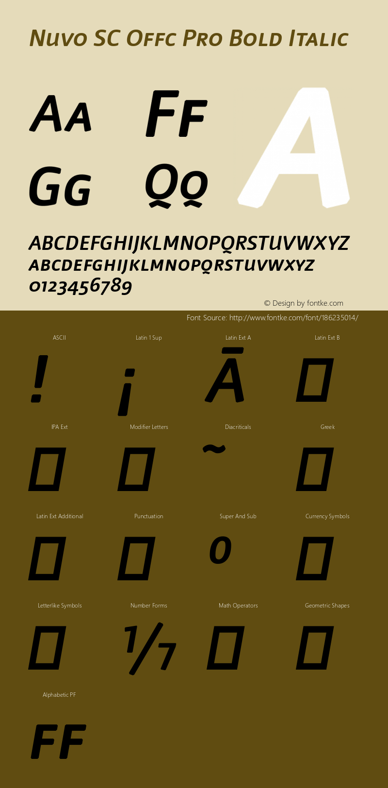 Nuvo SC Offc Pro Bold Italic Version 7.504; 2009; Build 1020图片样张