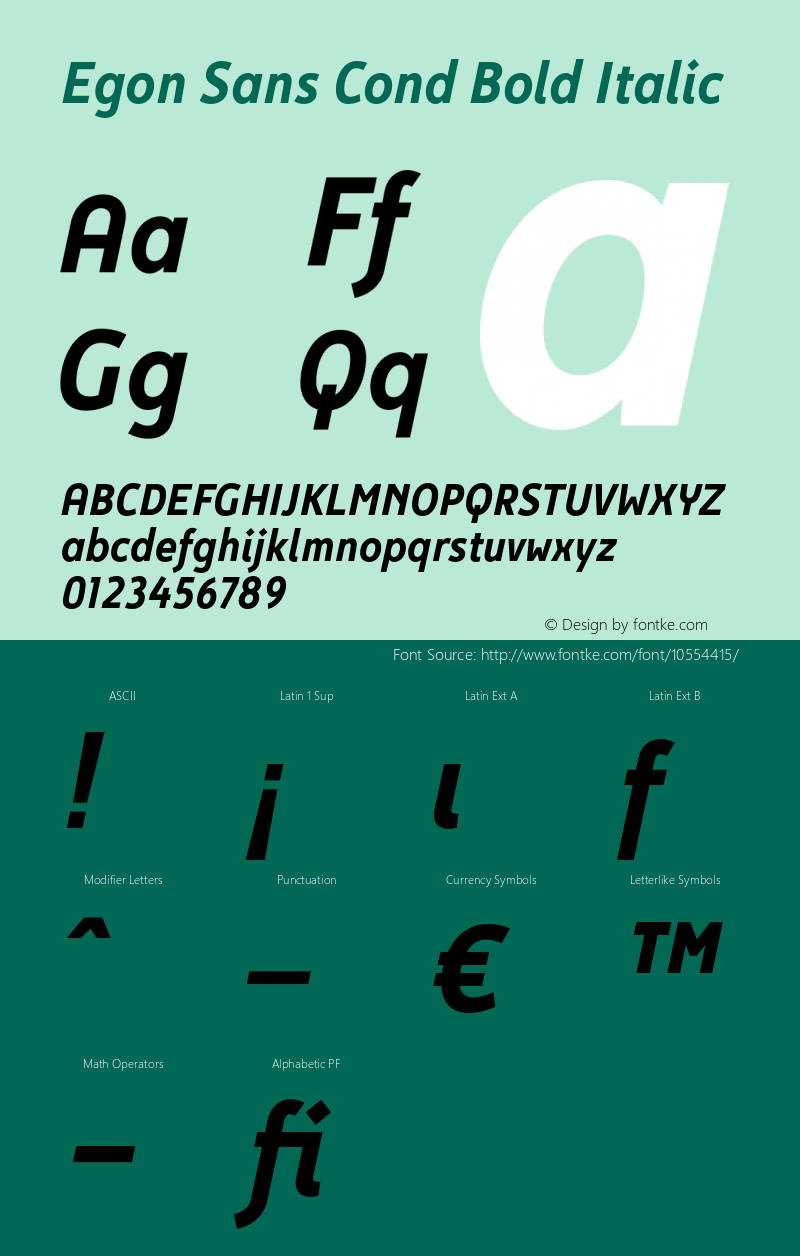 Egon Sans Cond Bold Italic Version 001.000图片样张