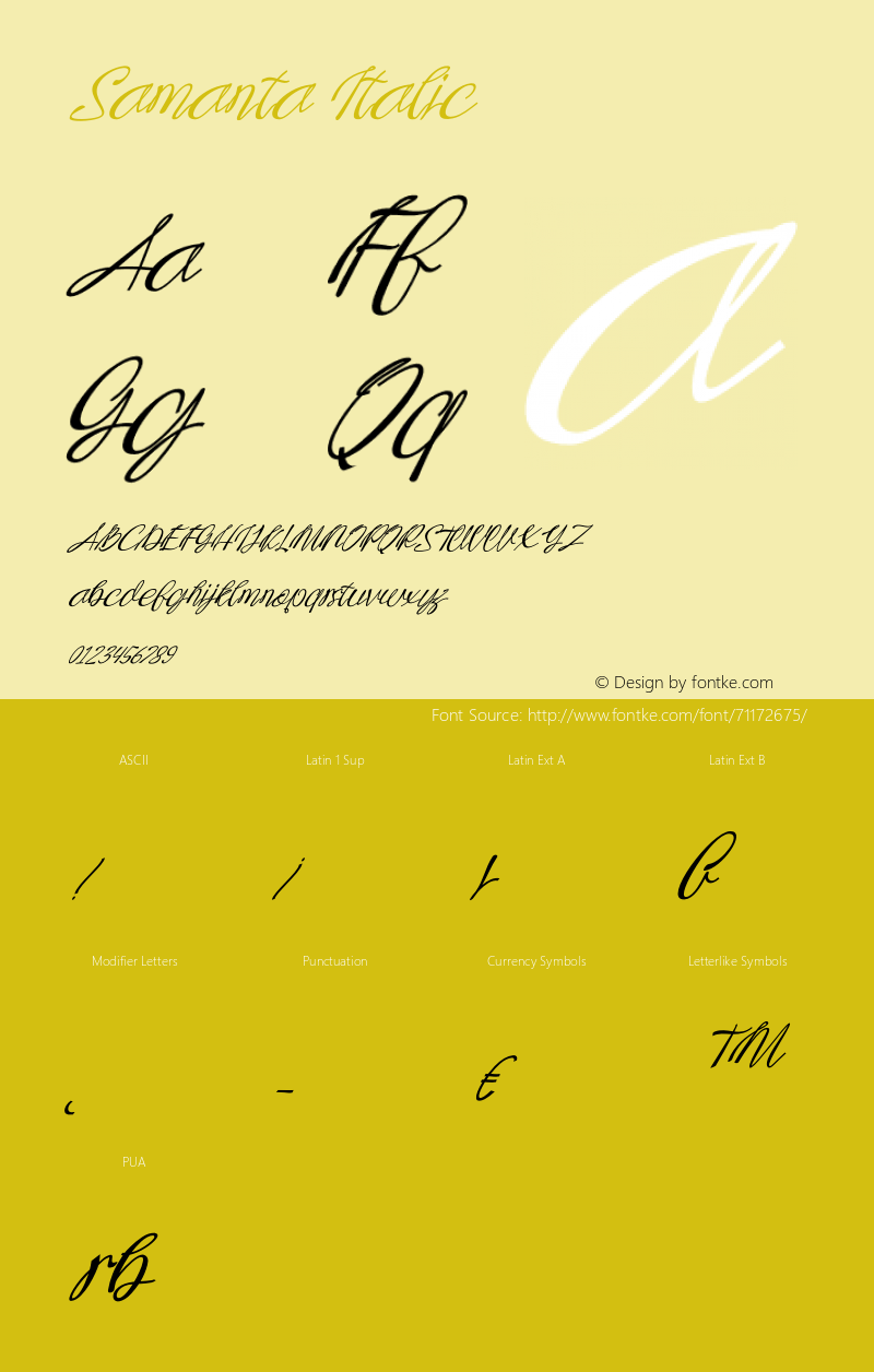 Samanta Italic Version 1.00;July 18, 2020;FontCreator 12.0.0.2563 64-bit图片样张