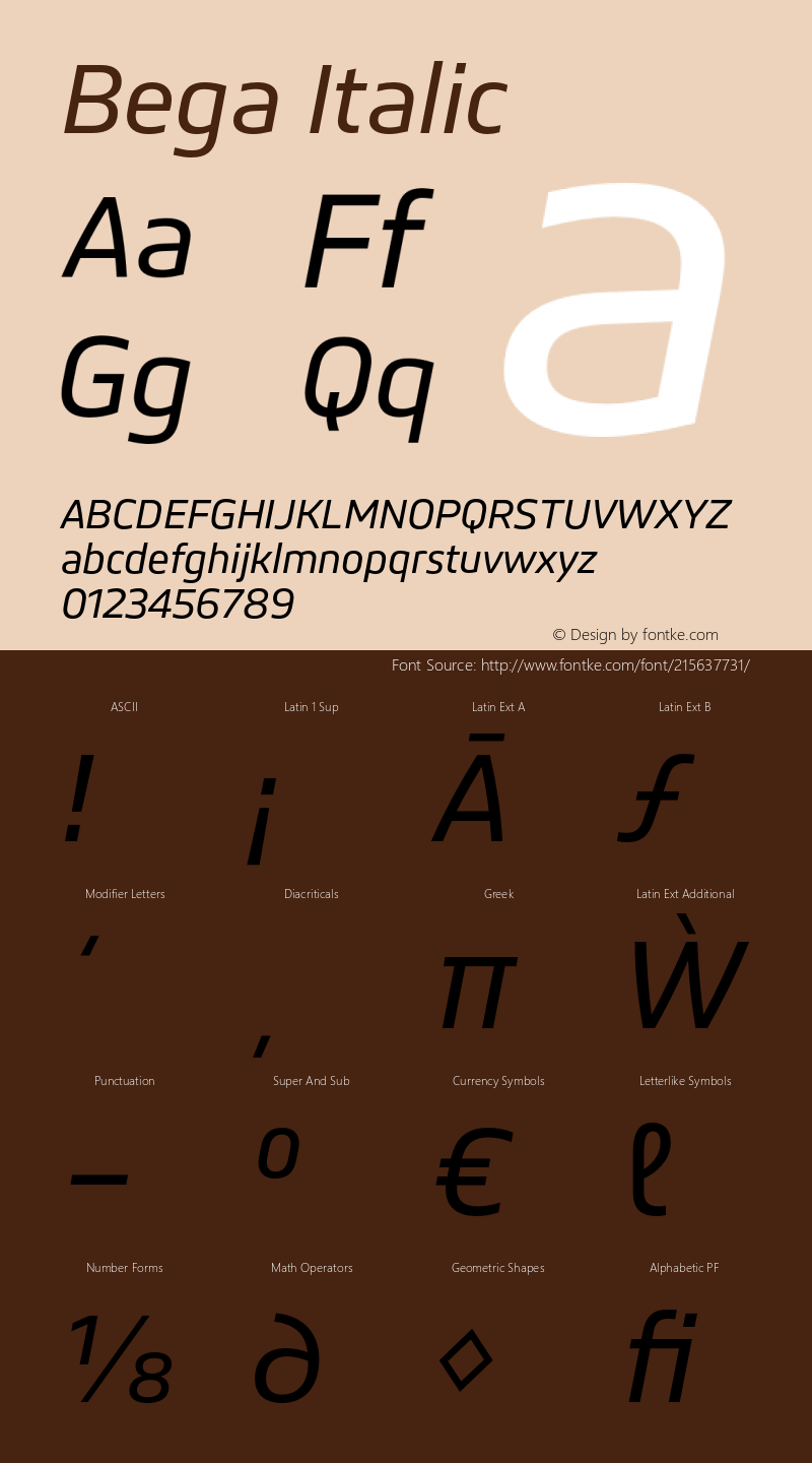 Bega Italic Version 1.0图片样张