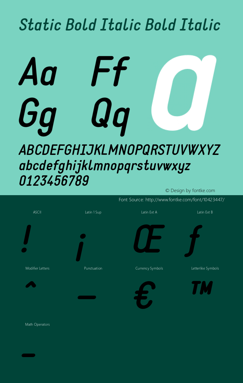 Static Bold Italic Bold Italic Version 1.000图片样张