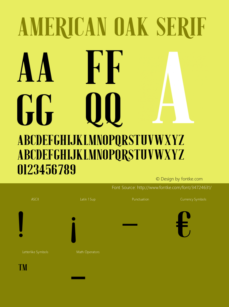 American Oak Serif Version 1.000;PS 001.000;hotconv 1.0.88;makeotf.lib2.5.64775图片样张