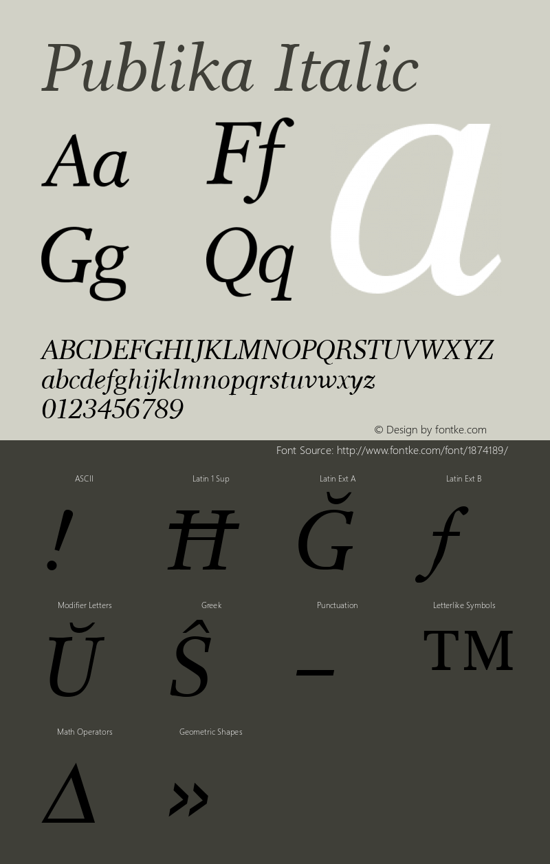 Publika Italic Altsys Fontographer 3.5  92-06-01图片样张