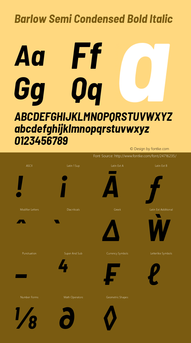 Barlow Semi Condensed Bold Italic Version 1.207图片样张