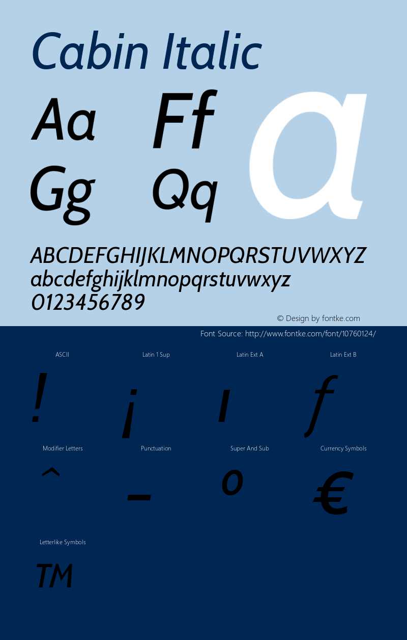 Cabin Italic Version 1.005图片样张