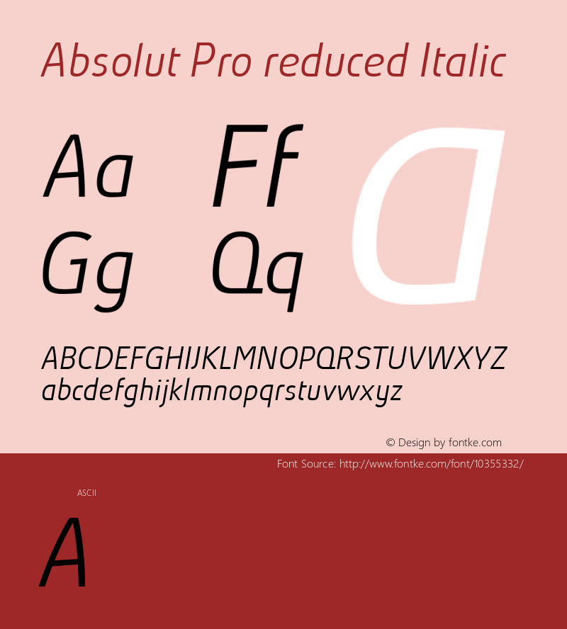 Absolut Pro reduced Italic Version 1.003图片样张