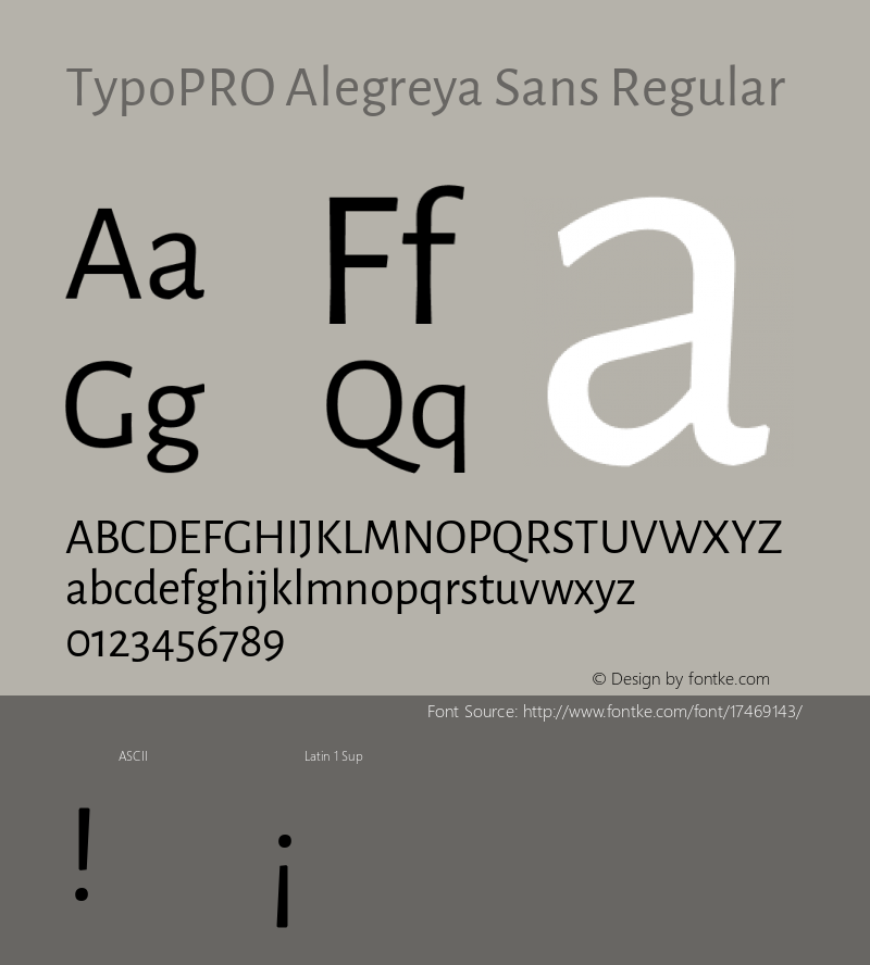 TypoPRO Alegreya Sans Regular Version 1.000;PS 001.000;hotconv 1.0.70;makeotf.lib2.5.58329 DEVELOPMENT图片样张