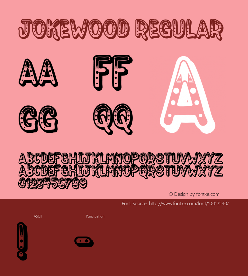 Jokewood Regular Macromedia Fontographer 4.1.2 3/7/99图片样张