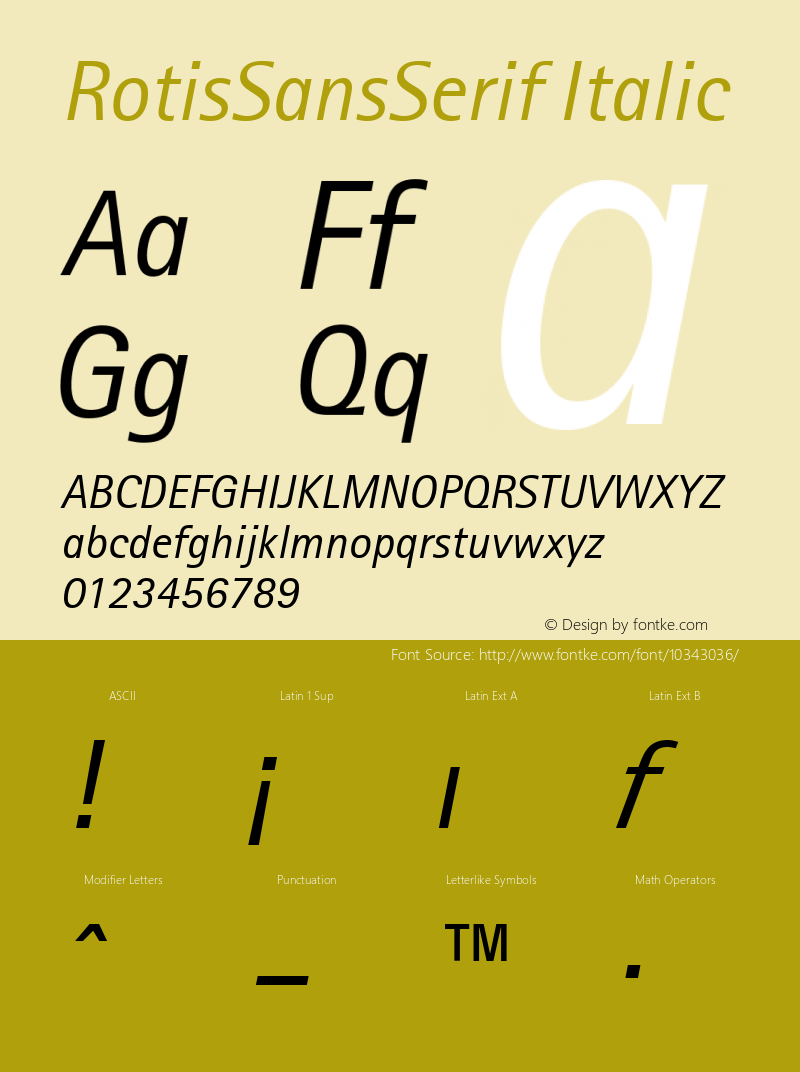 RotisSansSerif Italic Version 1.0图片样张