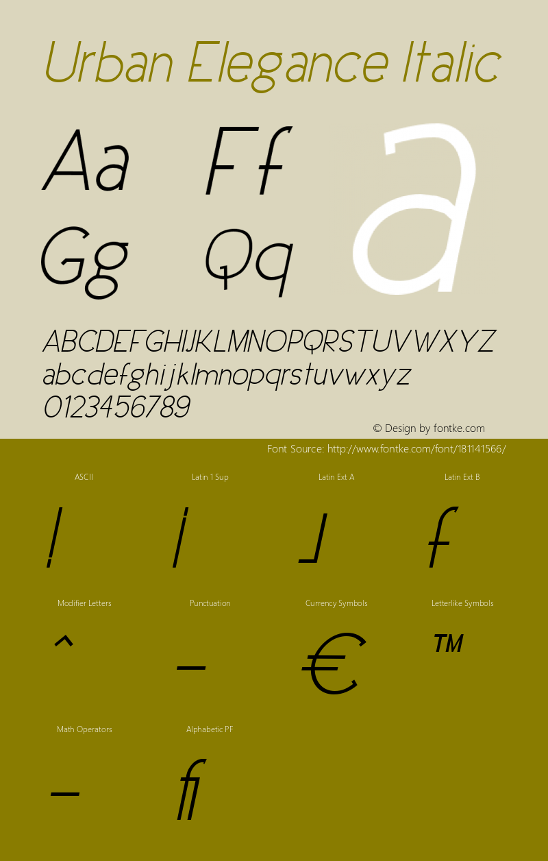 Urban Elegance Italic Version 1.000图片样张