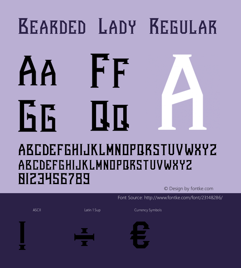 Bearded Lady Regular Version 1.000;PS 001.000;hotconv 1.0.88;makeotf.lib2.5.64775图片样张