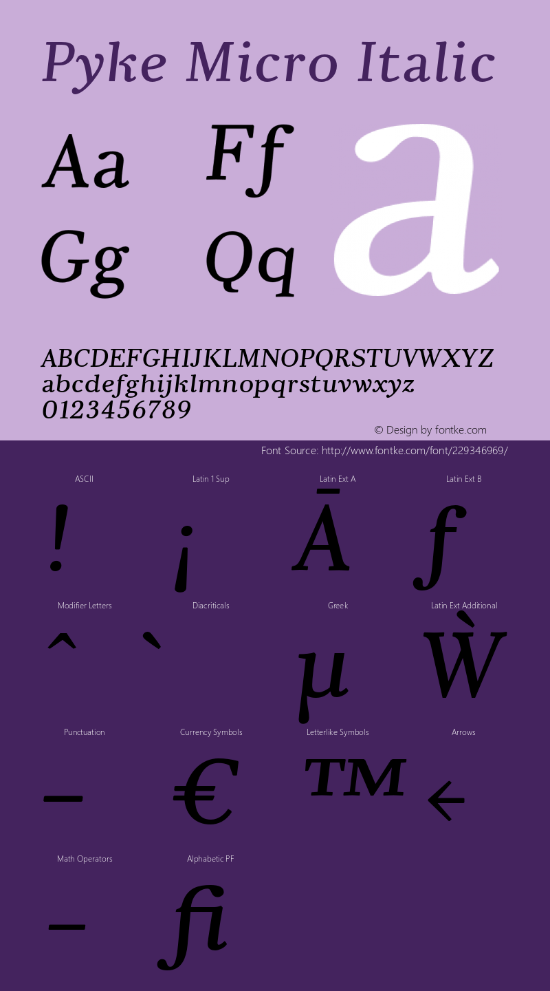 Pyke Micro Italic Version 001.001 February 2021图片样张