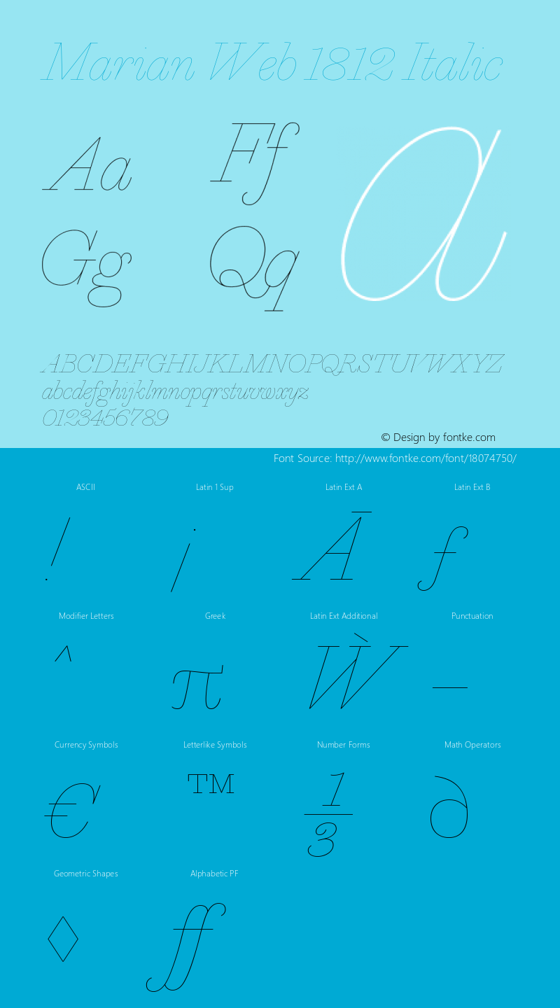 Marian Web 1812 Italic Version 1.1 2015图片样张