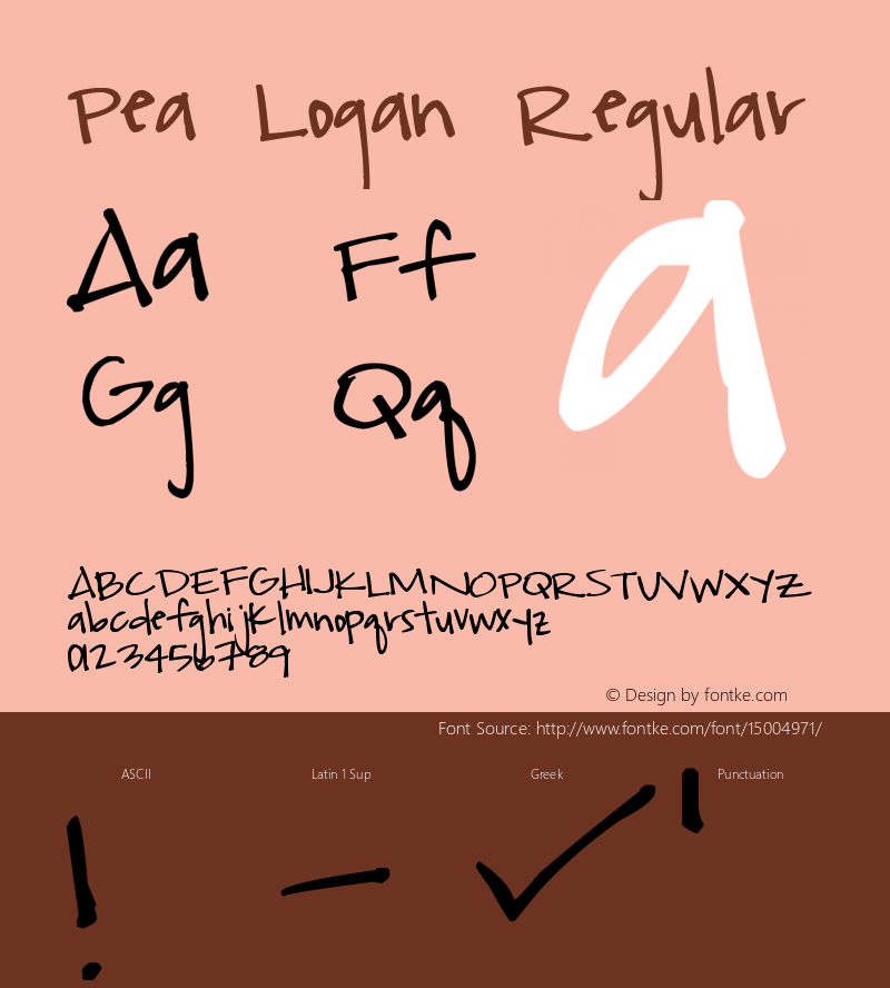 Pea Logan Regular Version 1.00 February 20, 2015, initial release图片样张
