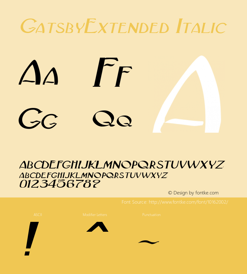 GatsbyExtended Italic Rev. 003.000图片样张