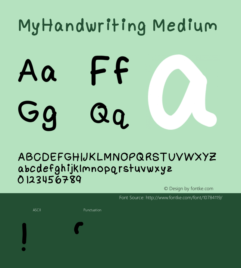 MyHandwriting Medium Version 001.000图片样张