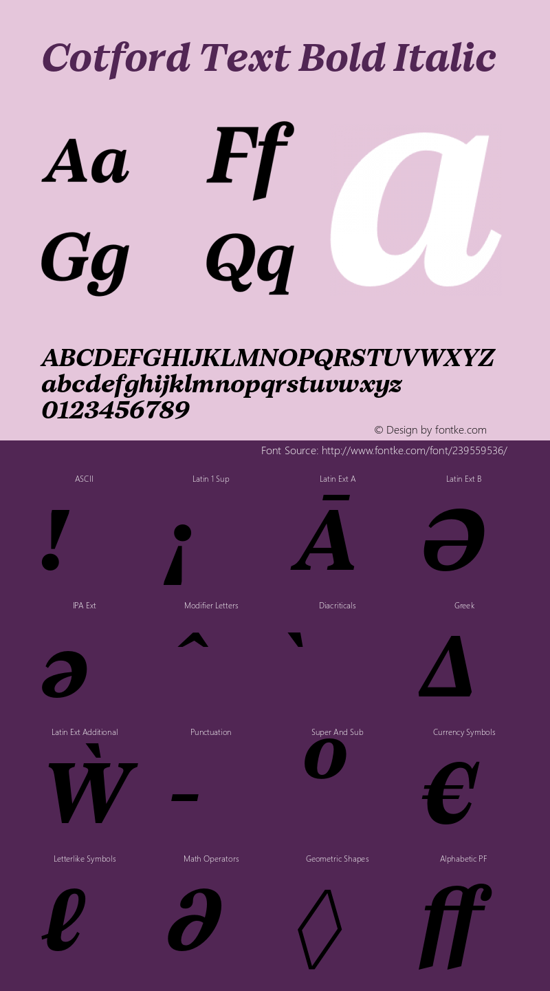 Cotford Text Bold Italic Version 1.00图片样张