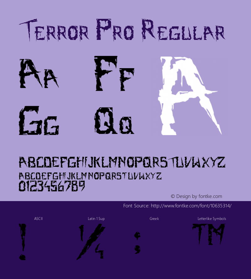 Terror Pro Regular Version 1.00 March 23, 2004, initial release图片样张