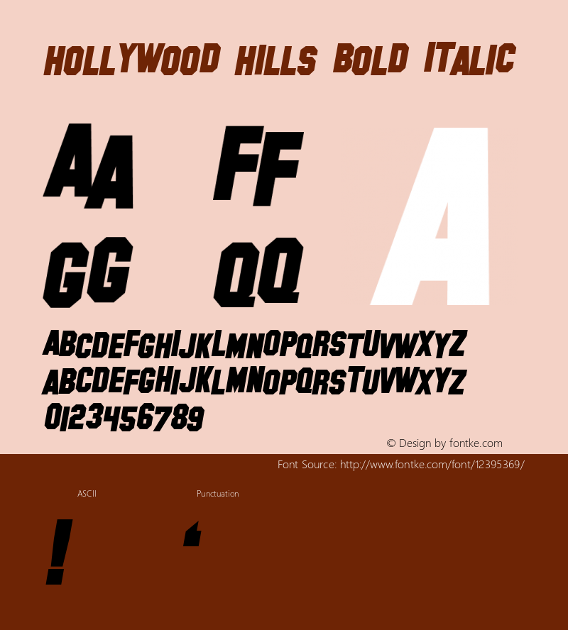 Hollywood Hills Bold Italic 1.0图片样张