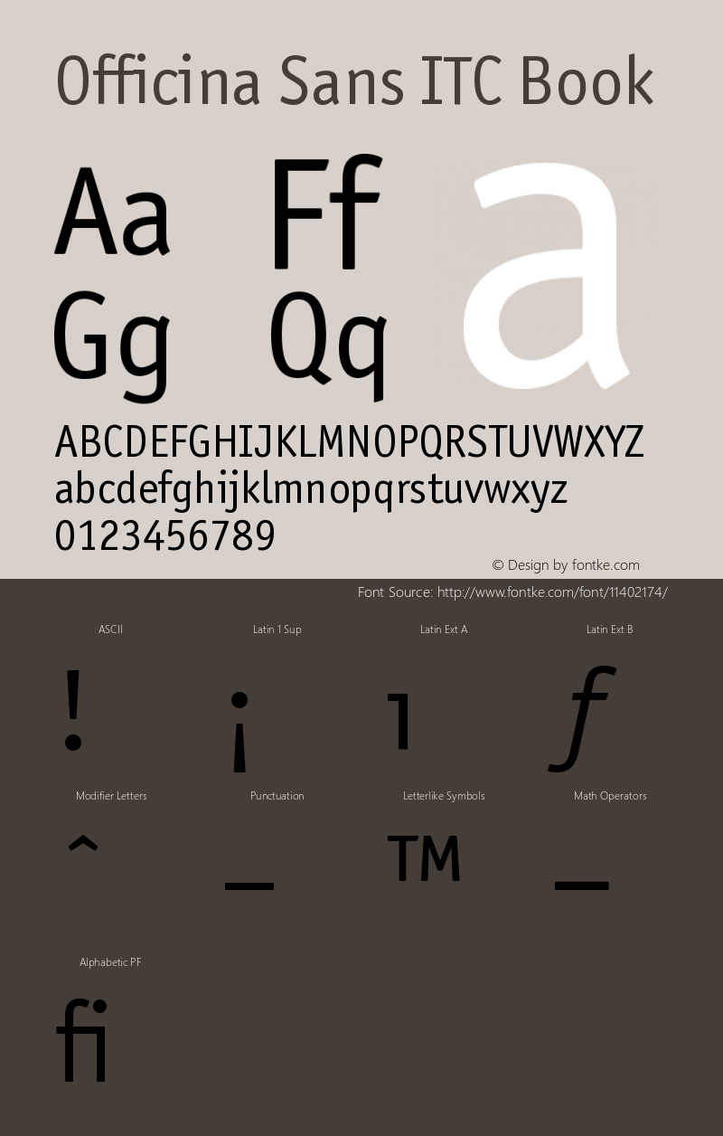 Officina Sans ITC Book Version 001.005图片样张