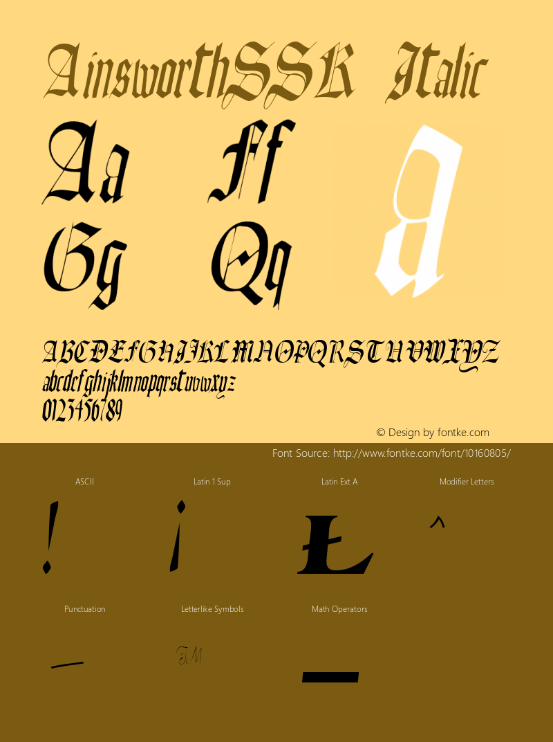 AinsworthSSK Italic Macromedia Fontographer 4.1 8/10/95图片样张