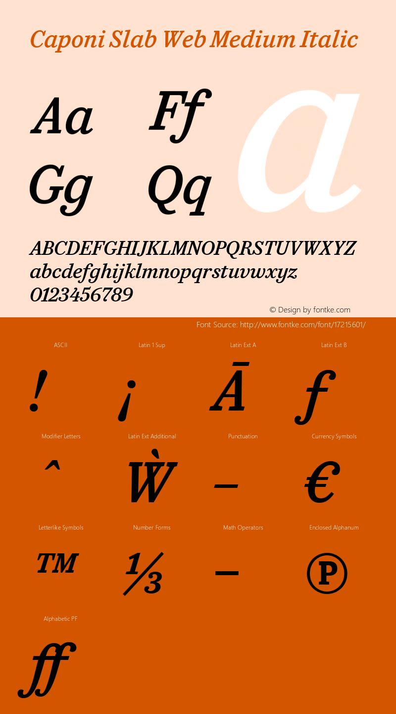 Caponi Slab Web Medium Italic Version 1.1 2013图片样张