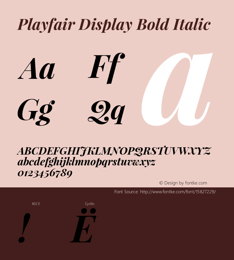 Playfair Display Bold Italic Version 1.004;PS 001.004;hotconv 1.0.70;makeotf.lib2.5.58329; ttfautohint (v1.4.1)图片样张