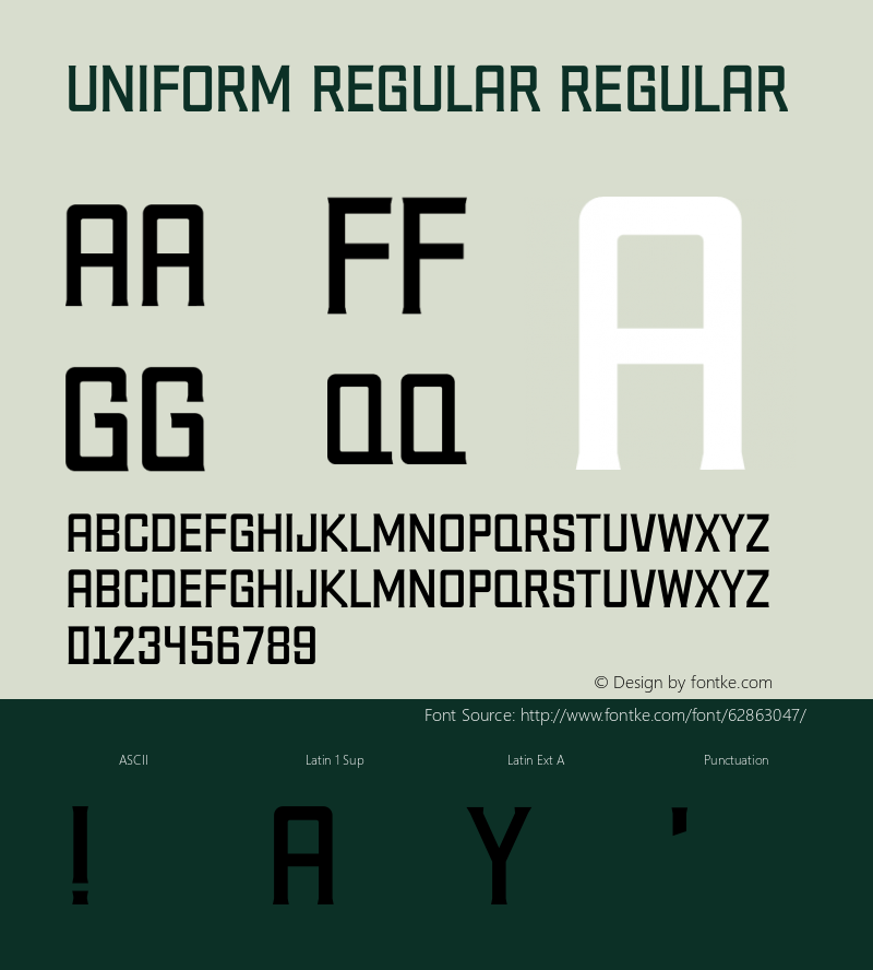 Uniform Regular Version 1.033;Fontself Maker 3.5.1图片样张