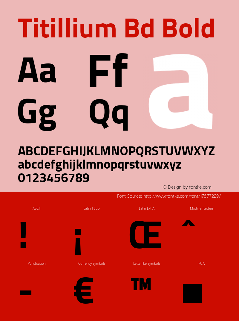 Titillium Bd Bold Version 1.000;PS 57.000;hotconv 1.0.70;makeotf.lib2.5.55311图片样张