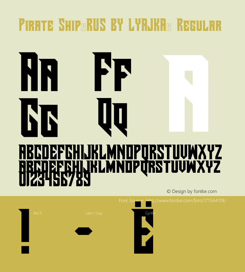 Pirate Ship(RUS BY LYAJKA) Version 1.00;June 8, 2021;FontCreator 13.0.0.2683 64-bit图片样张