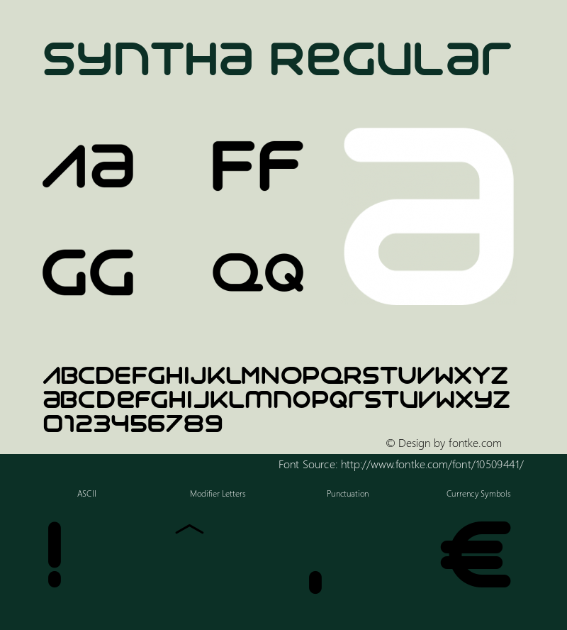 Syntha Regular Version 1.000 2011 initial release图片样张