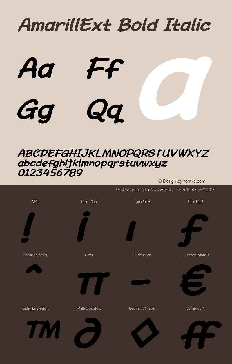 AmarillExt Bold Italic Version 1.000图片样张