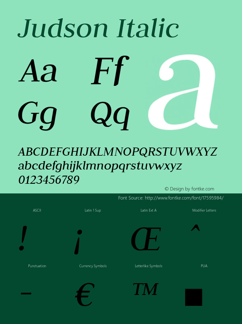 Judson Italic Version 20110127图片样张