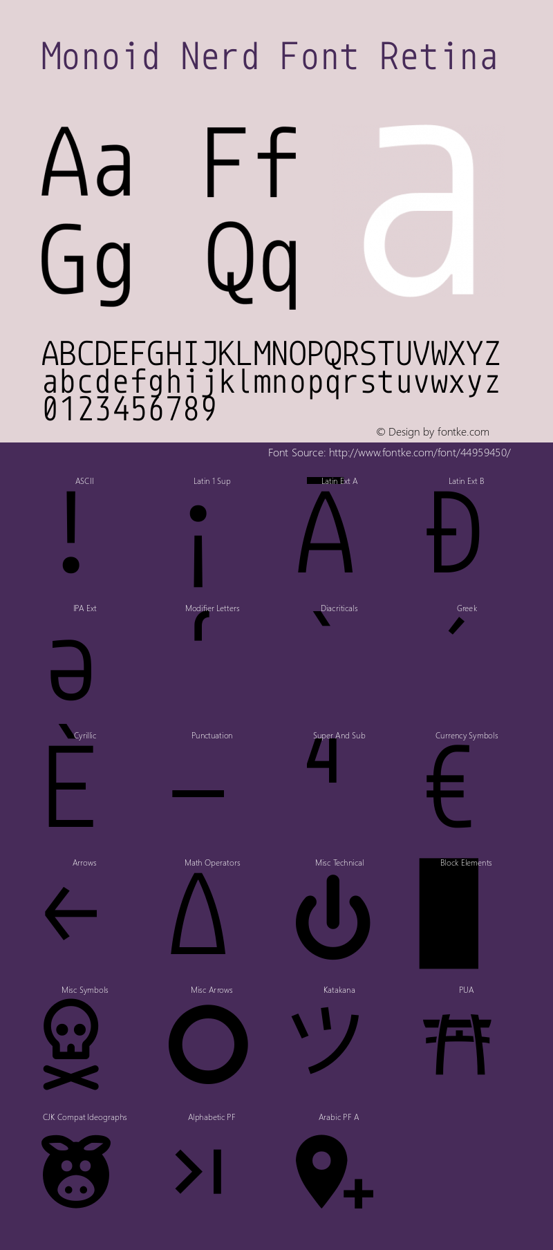 Monoid Retina Nerd Font Complete Version 0.62;Nerd Fonts 2.0.图片样张
