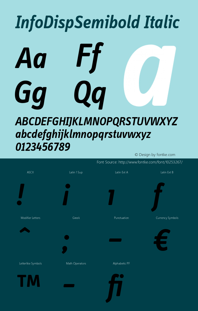 InfoDispSemibold Italic 001.000图片样张