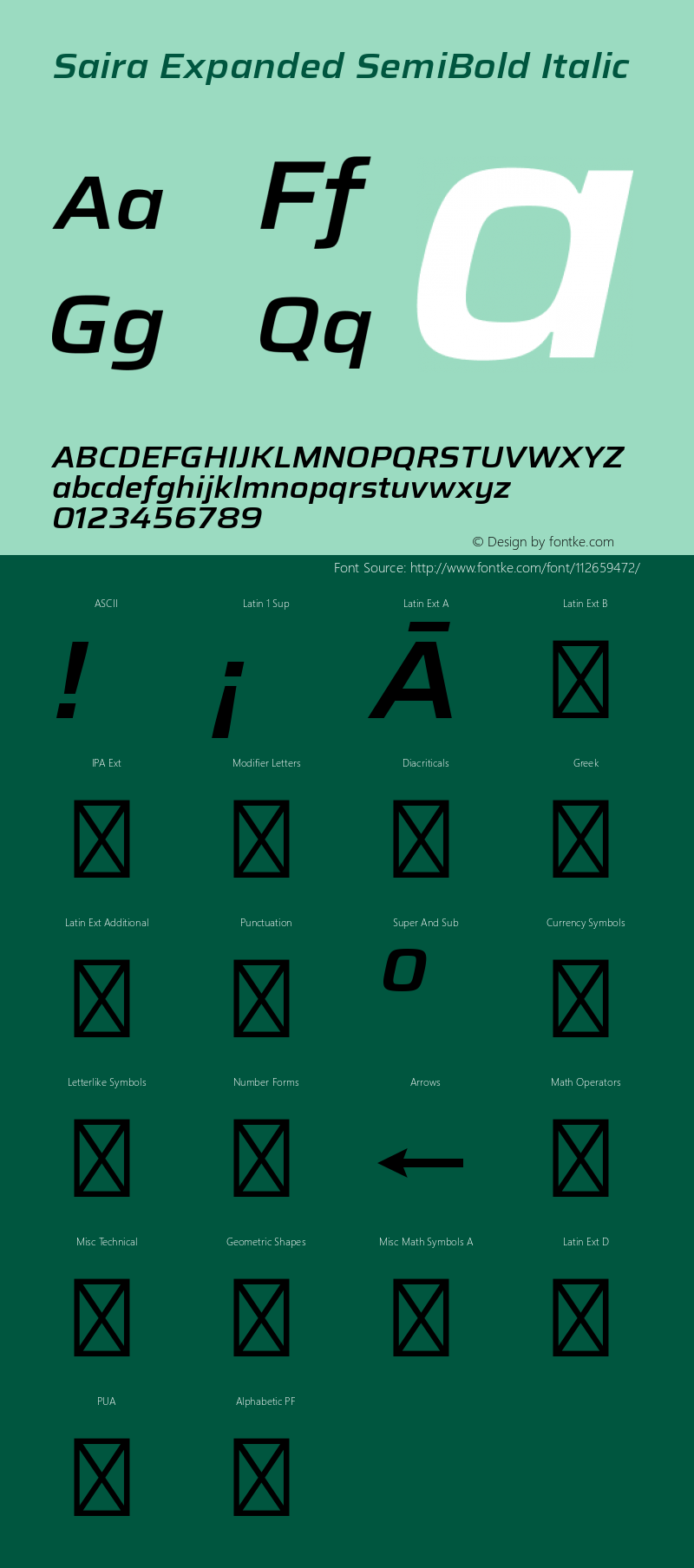 Saira Expanded SemiBold Italic Version 1.100; ttfautohint (v1.8.3)图片样张