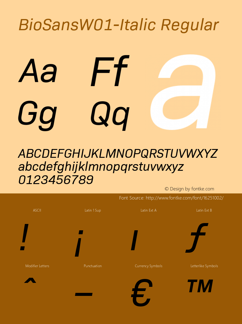 BioSansW01-Italic Regular Version 1.00图片样张