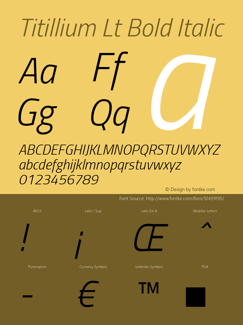 Titillium Lt Bold Italic Version 1.000;PS 57.000;hotconv 1.0.70;makeotf.lib2.5.55311图片样张